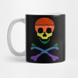 Weathered Rainbow Gay Pride Jolly Roger Mug